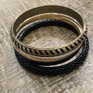 Jewelry - 4- bangle  bracelets black/ gold